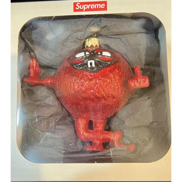Supreme x Camacho • Red Ornament • Glass • 4.125” x 3.79” • Cross